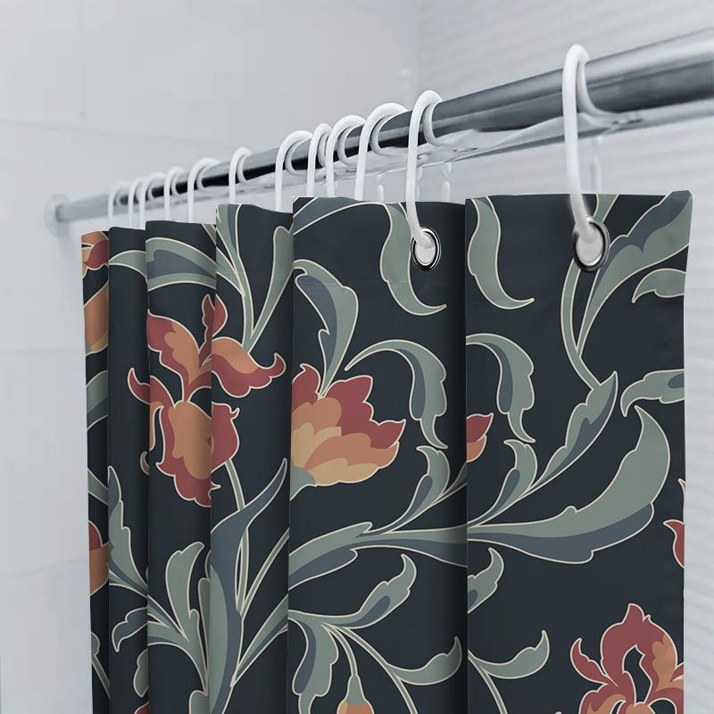 Stylish Floral Shower Curtain For Bathroom Decor Waterproof Fabric With Hook Rings Multiple Sizes Available