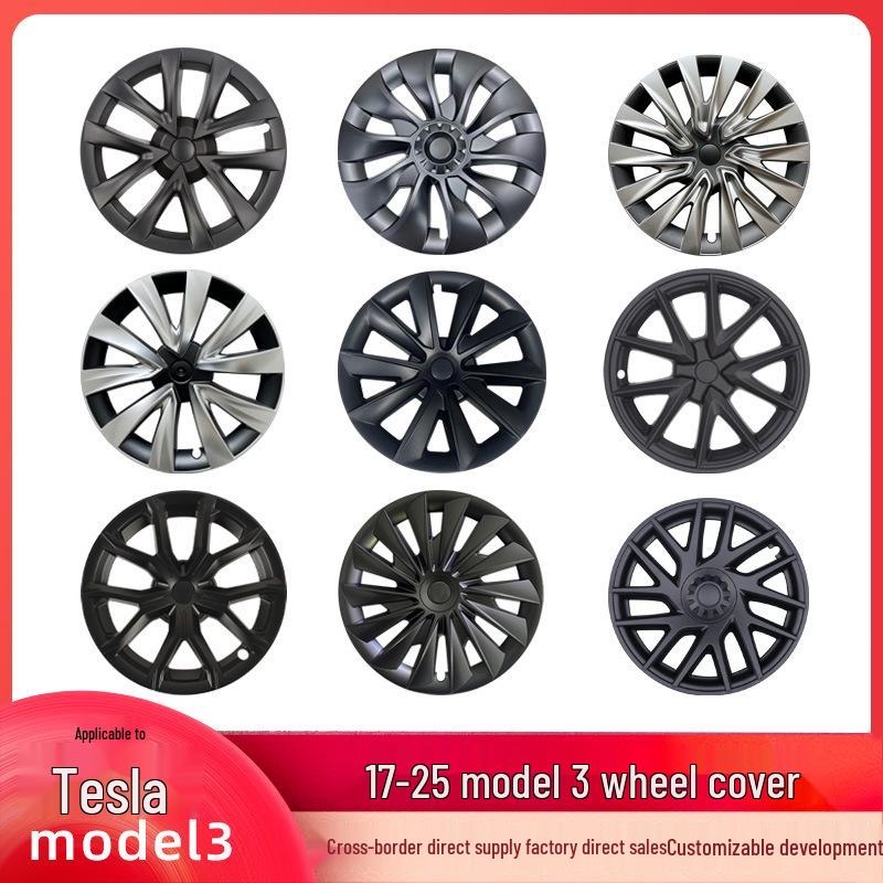 Tesla Model 3 Wheel Hub Caps & Rim Protectors for 17-25 Versions, 18-inch