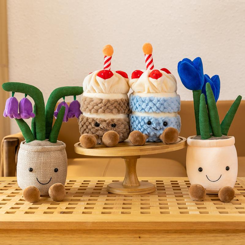 Creative Tulip Potted Plush Toy Doll Machine Birthday Cake Doll Night Market Stall Home Ornament