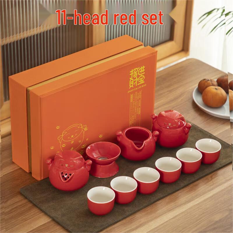Lucky Cat Ceramic Kung Fu Tea Set