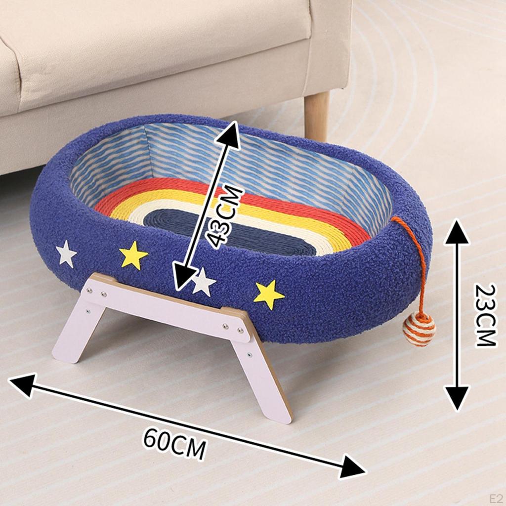 Cat Scratching Board, Oval Pet Scratch Pad with Stand Teaser Sticks Furniture Protector
