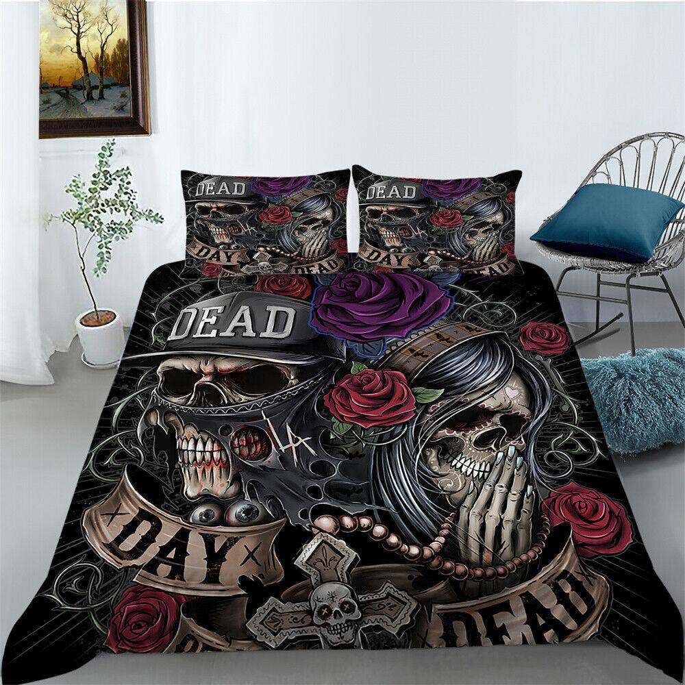 3D Skull Duvet Cover Bedroom Decor Youth Bedclothes Fashion Bedding Cover Suit