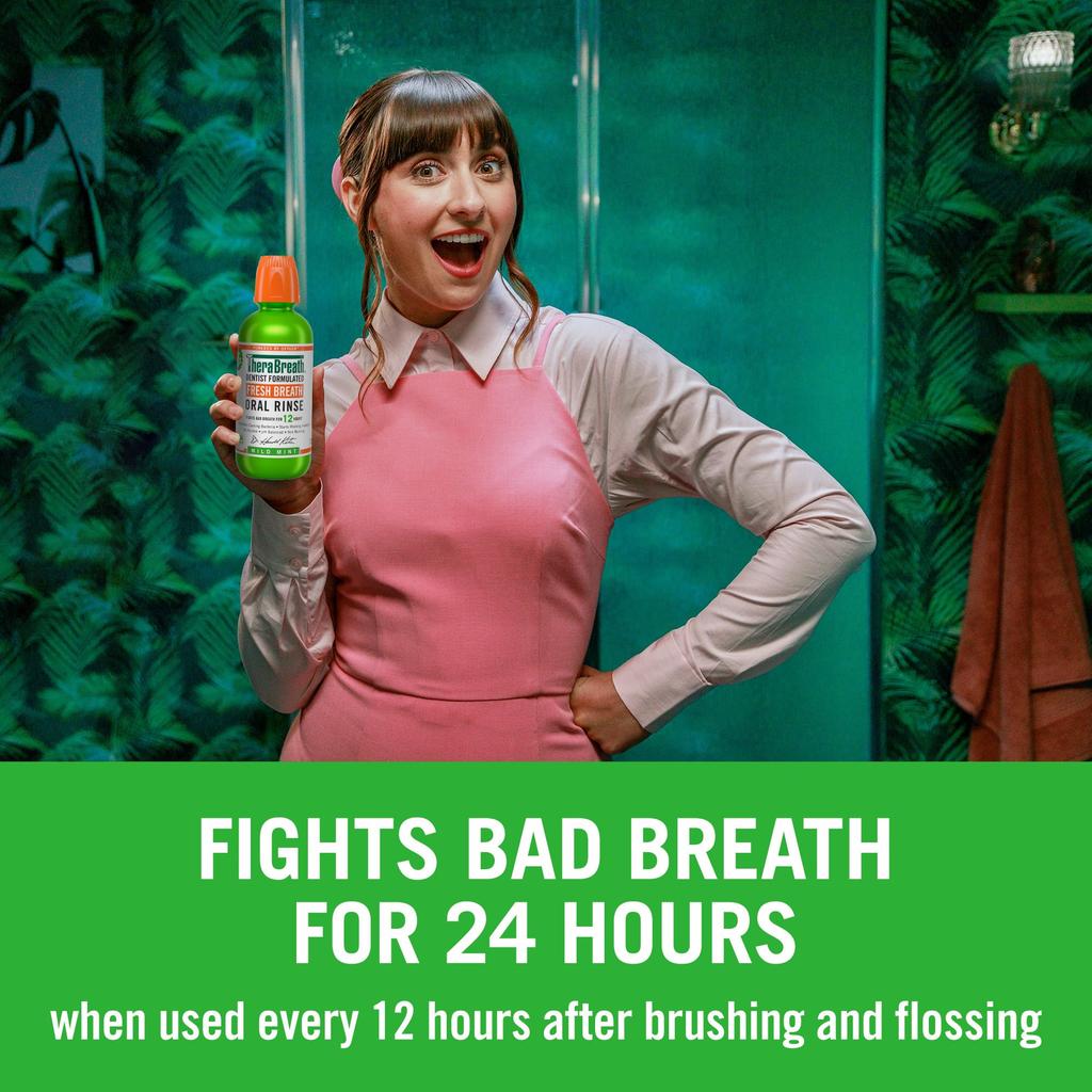 Value Set of Therabreath Fresh Breath Oral Rinse Mild 16 oz 2 Bottles [Great 2] Mint, ×