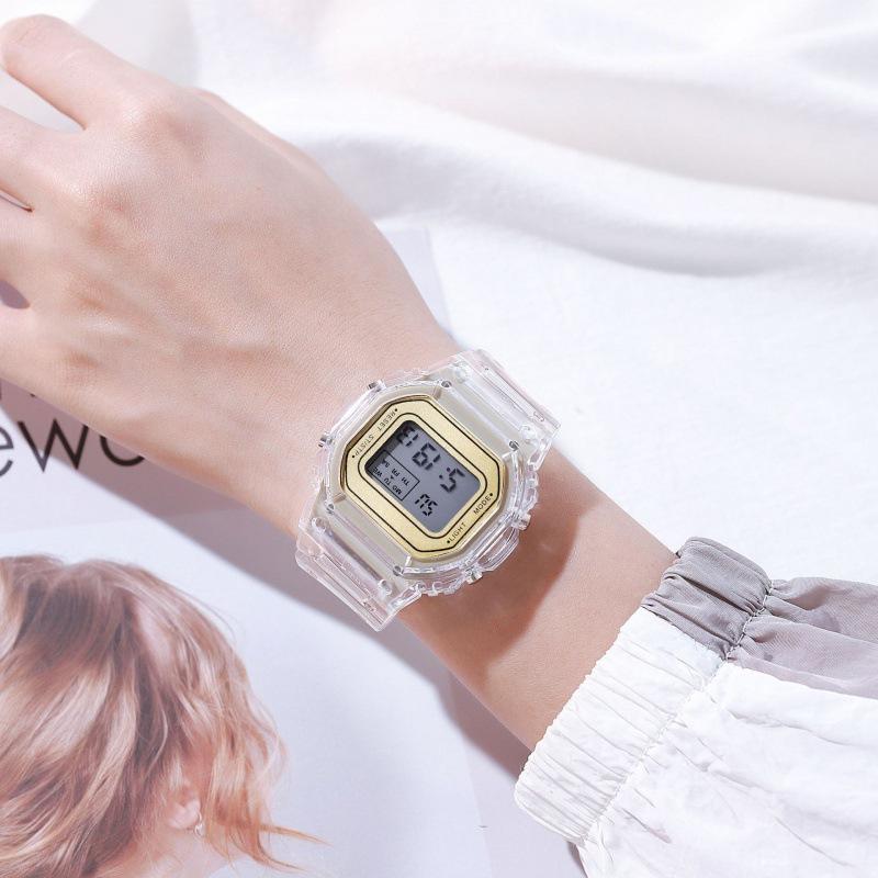 Sportuhr Student LED Elektronische Runde Uhr Bunt Herren Damen Quadratische Digitaluhren Gummiuhr