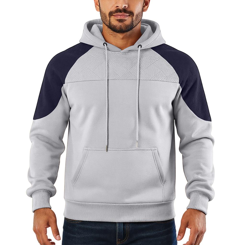 Men's Hooded Sweatshirt, Contrasting Color Sweatshirt, Sports  Zipper Casual Jacket