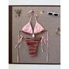 Sexy Coffee Striped Micro Bikini 2026 Women Towel Cloth Circle Push Up Bra Tie Side Thong Swimsuit Bathing Suit Holiday Swimwear