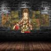 Tibetan Buddha Statue Abstract Art 5 Piece Five Panel Wall Canvas Print Modern Poster Picture Home Decor Gift For Him Her