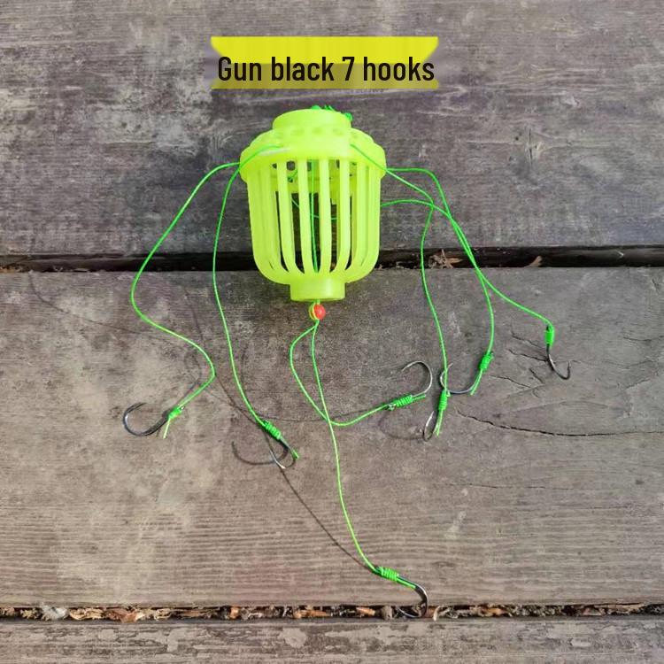 Luminous Bighead & Silver Carp Fishing Rig with Double Hook and Anti-Tangle Bait Cage