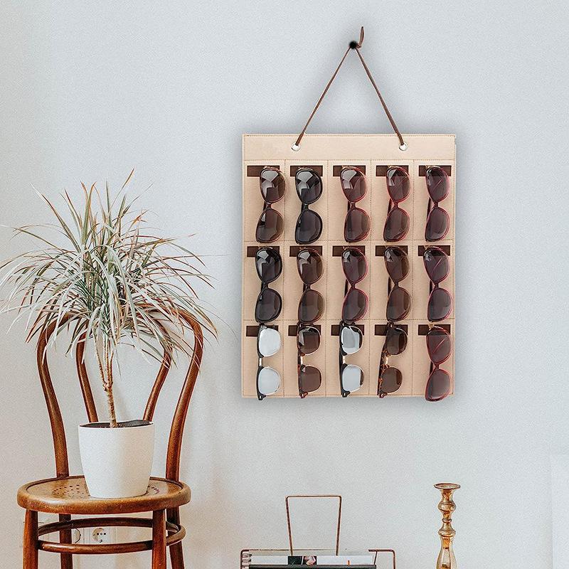 15 Fächer Brillen Organizer Aufbewahrung Wandbehang Tasche Multifunktional Faltbar Sonnenbrillen Brillen Behälter