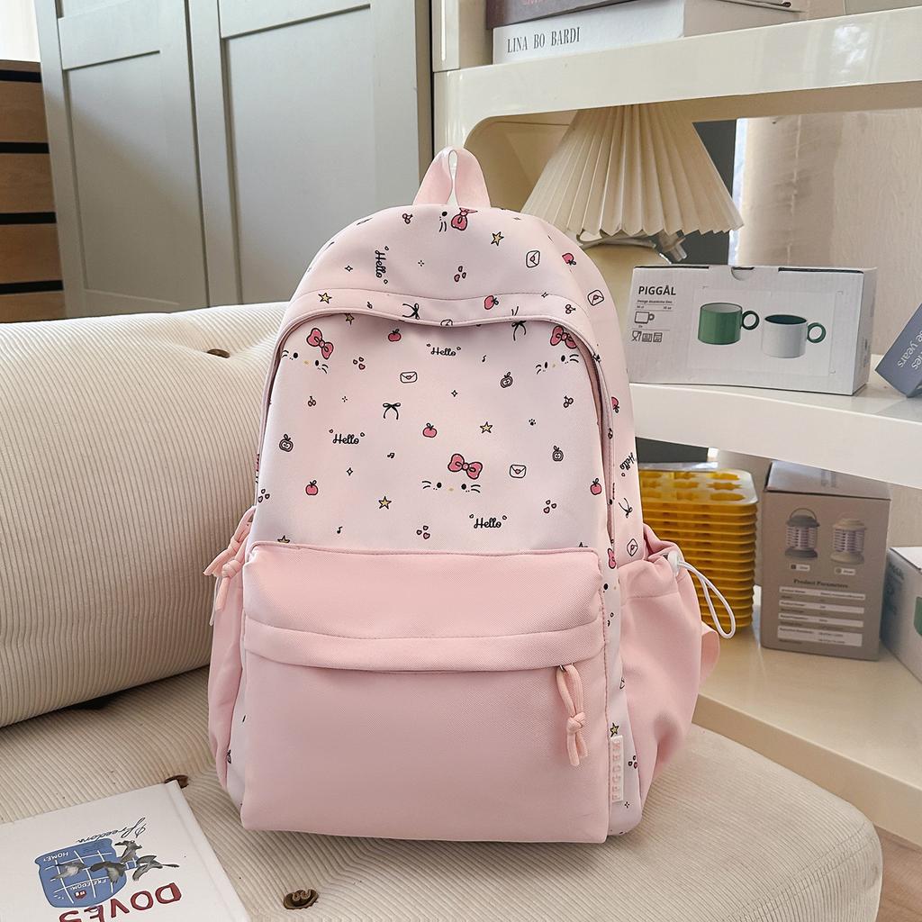 Schoolbag Junior High School High School Student Schoolbag Female Cute Bow Kitten Backpack College Style Cartoon Small Fresh Backpack