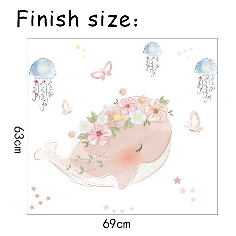 Tapeta na tapetu Nový roztomilý růžový věnec Medúza Nálepka na stěnu Dětské pokoje Ložnice Dekorace do obývacího pokoje