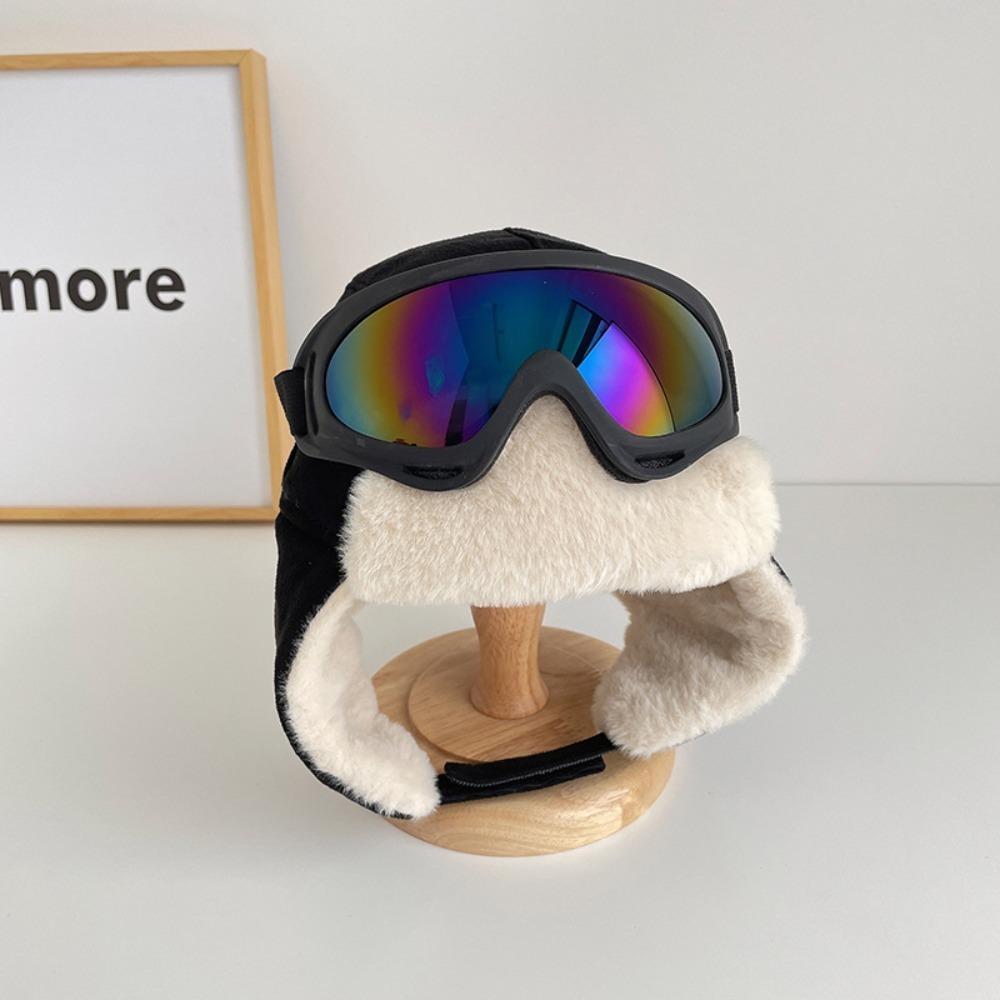 Goggles Ear Protection Hats Warm Plush Pilot Hat Fashion Ski Cap with Glasses  Outdoor