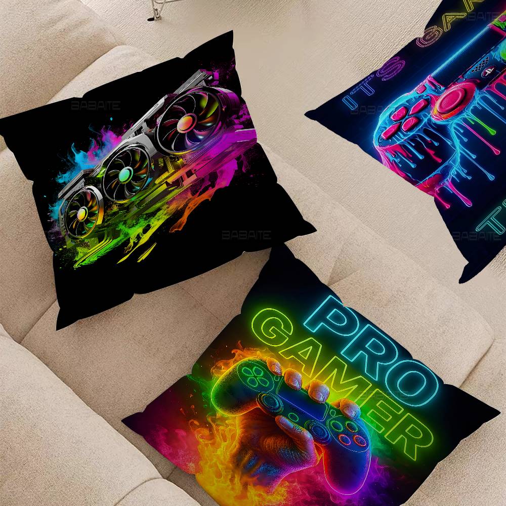 Pop Neon Video Game Character Pillow Case Cushion Cover Car Throw Pillow Case For Sofa Car Christmas Gift 40x40cm 45x45cm