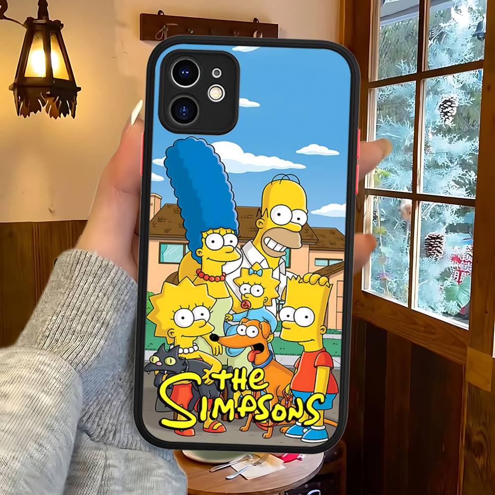Funny Cartoon S-Simpsons Phone Case For IPhone 16 15 14 Plus 15 13 12 11 Pro Max X XS MAX Matte Cover