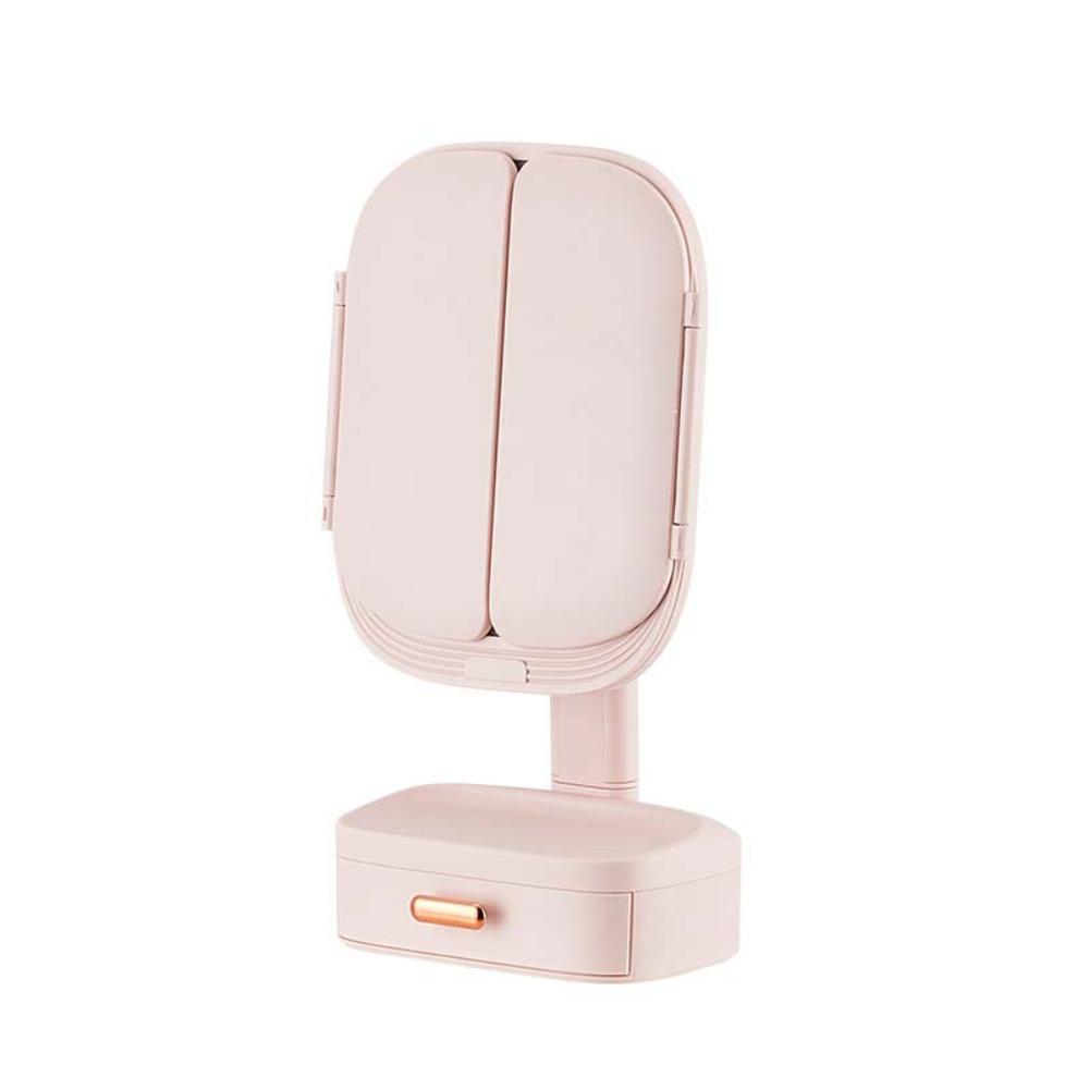 

3.7V1800mAh 180° Desktop Vanity Mirror Foldable Bedroom Dressing Mirror Dormitory рожевий