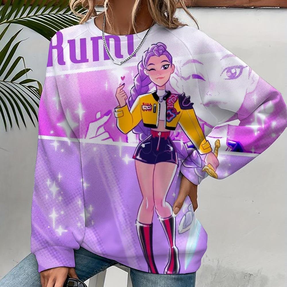 Modă Nouă Mânecă Lungă Gât Rotund Anime K-Pop Vânătorii de Demoni Hanorac Imprimat Sweatshirt Street Wear Femei Sweatshirt Huntrix Kpop