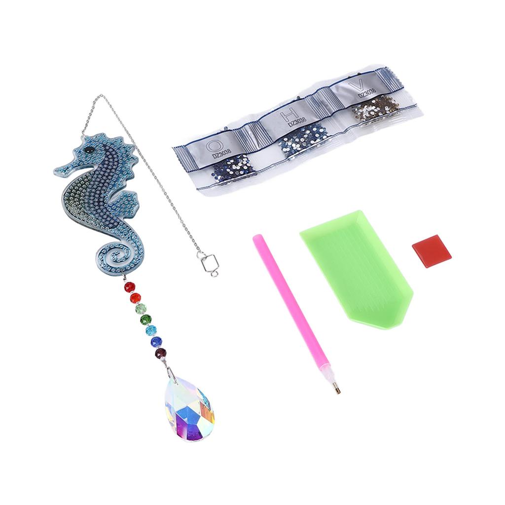 Rhinestones Pendant Unique Hippocampus Shape DIY Painting Decorative Ornament Accessories for Window Home Decoration