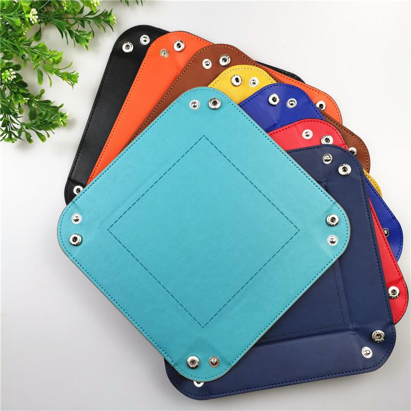 Leather Empty Entry Pocket Catch All Foldable PU Dice Organizational Tray for Desk Small Things Organization Folding Key