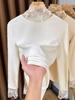 Women's Slim-Fit Brushed Lace Turtleneck Base Layer - Warm Autumn/Winter Inner Shirt