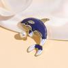 Fashion Drip Oil Pearl Blue Dolphin Brooches Pin For Women Clothing Coat Accessries Gifts