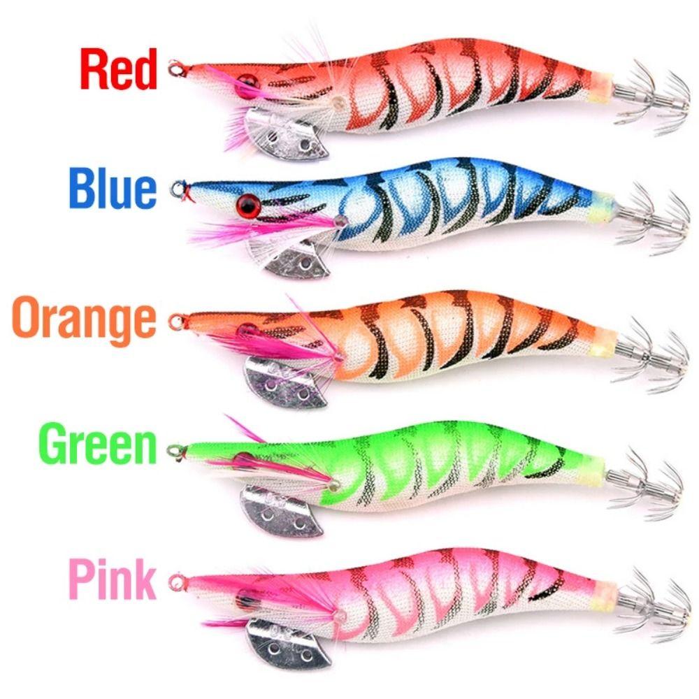 5Pcs 3D Eyes Luminous Squid Fishing Lure Durable Artificial Squid Jig Hook  Saltwater Fishing
