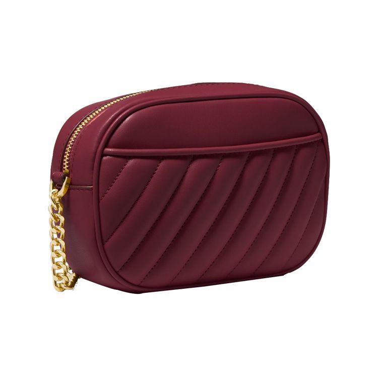 Michael Kors MK Rose Chain Stitch Vintage Letter Logo Zipper Commuter Camera Bag Women Shoulder Bag Burgundy 35S1GXOC1U-MERLOT