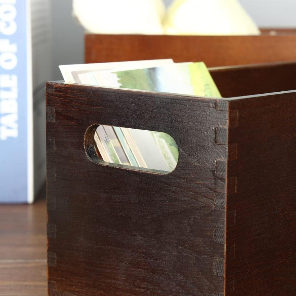 Wood Open Storage Boxes Mail Organizer Bins Letter Holder Box Rustic Wooden Boxes for Storage Nesting Storage Box Set 2