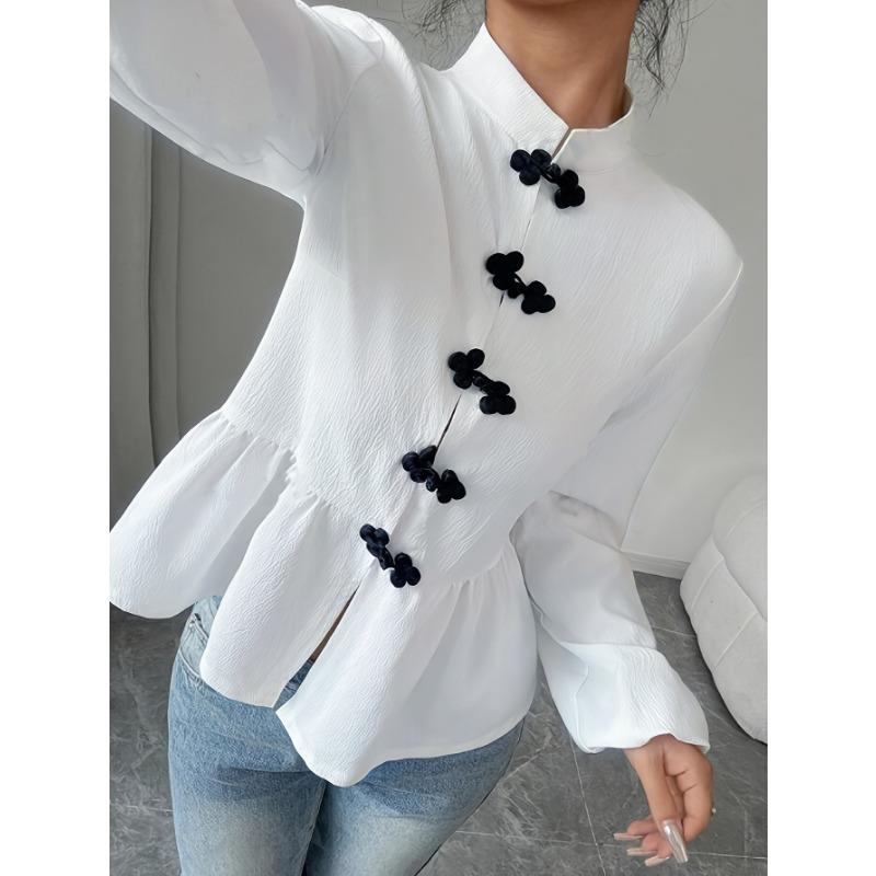 Long Sleeve Slim Fit Pullover Shirt Women S Solid Color Elegant