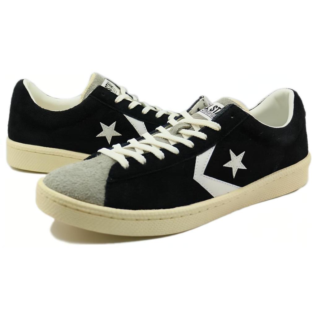 Converse Pro Leather Suede Ox Non-Slip Durable Low-Top Skate Shoes Unisex Sneakers Black White 34200750