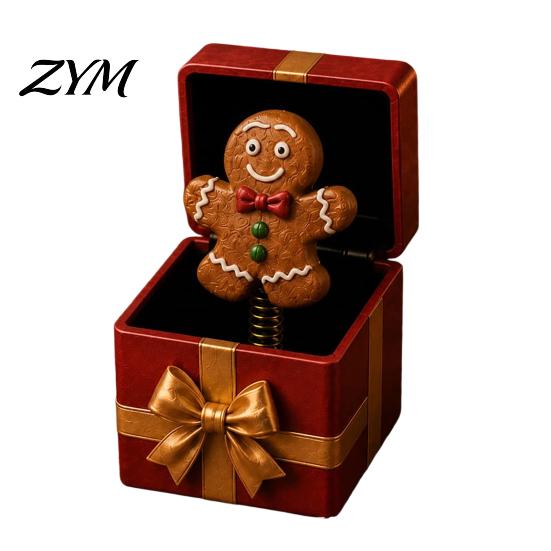 Quirky Party Conversation Starter Christmas Magic Pop-Up Gift Box, Cute Reindeer Santa Claus Gingerbread Prank Unexpected Interactive Box Reusable