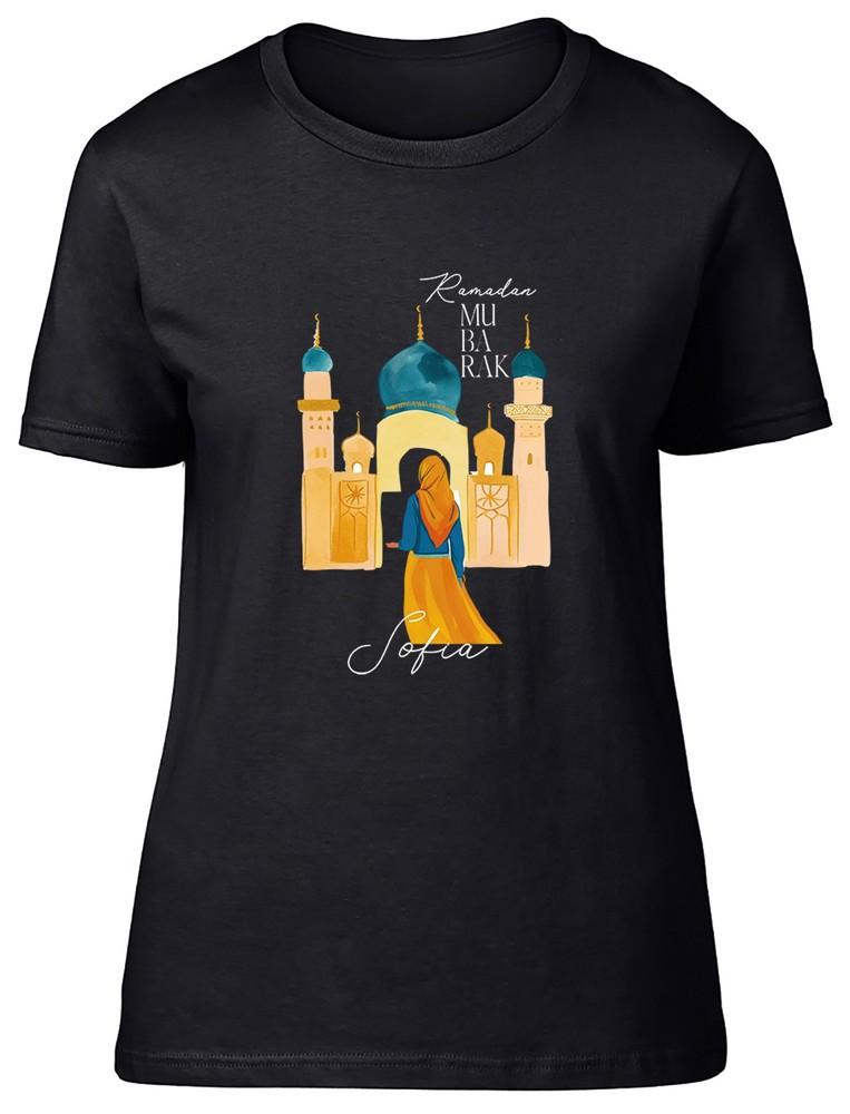Персонализированная женская футболка Ramadan Mubarak Мусульманский Мечеть Фестиваль Женская футболка 4XL