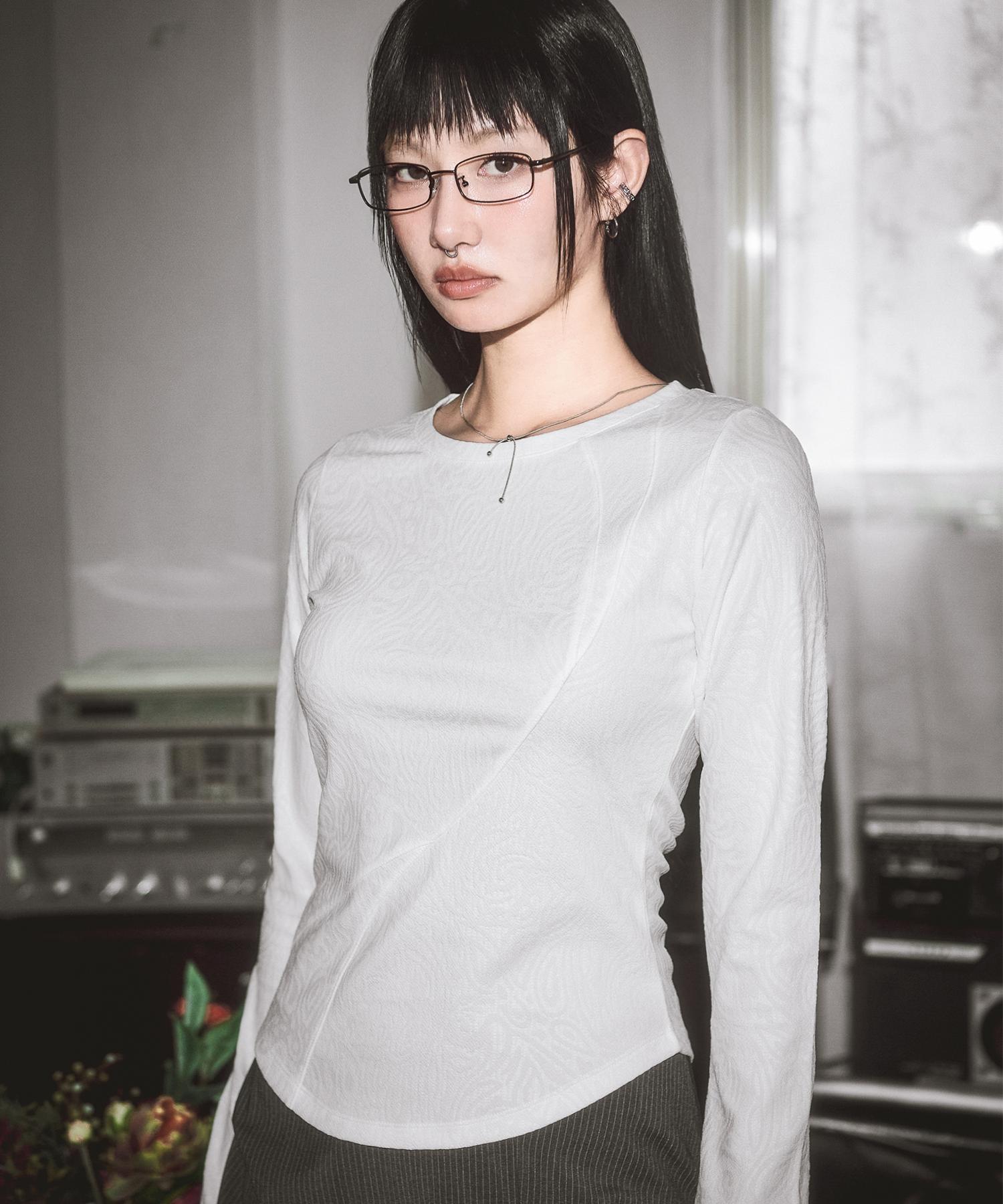 Dear Me Circle Line Jacquard Top [White] S