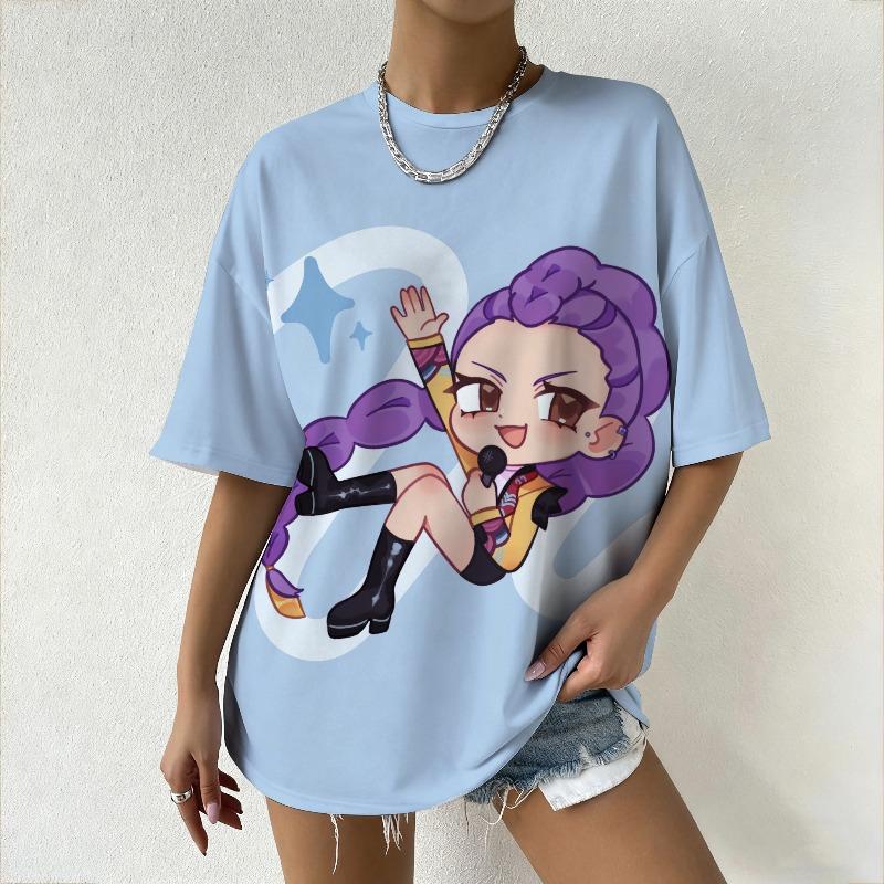 Dámská trička KPop Lovci démonů Dámské Oversized Anime potisk Ležérní Denní Tričko