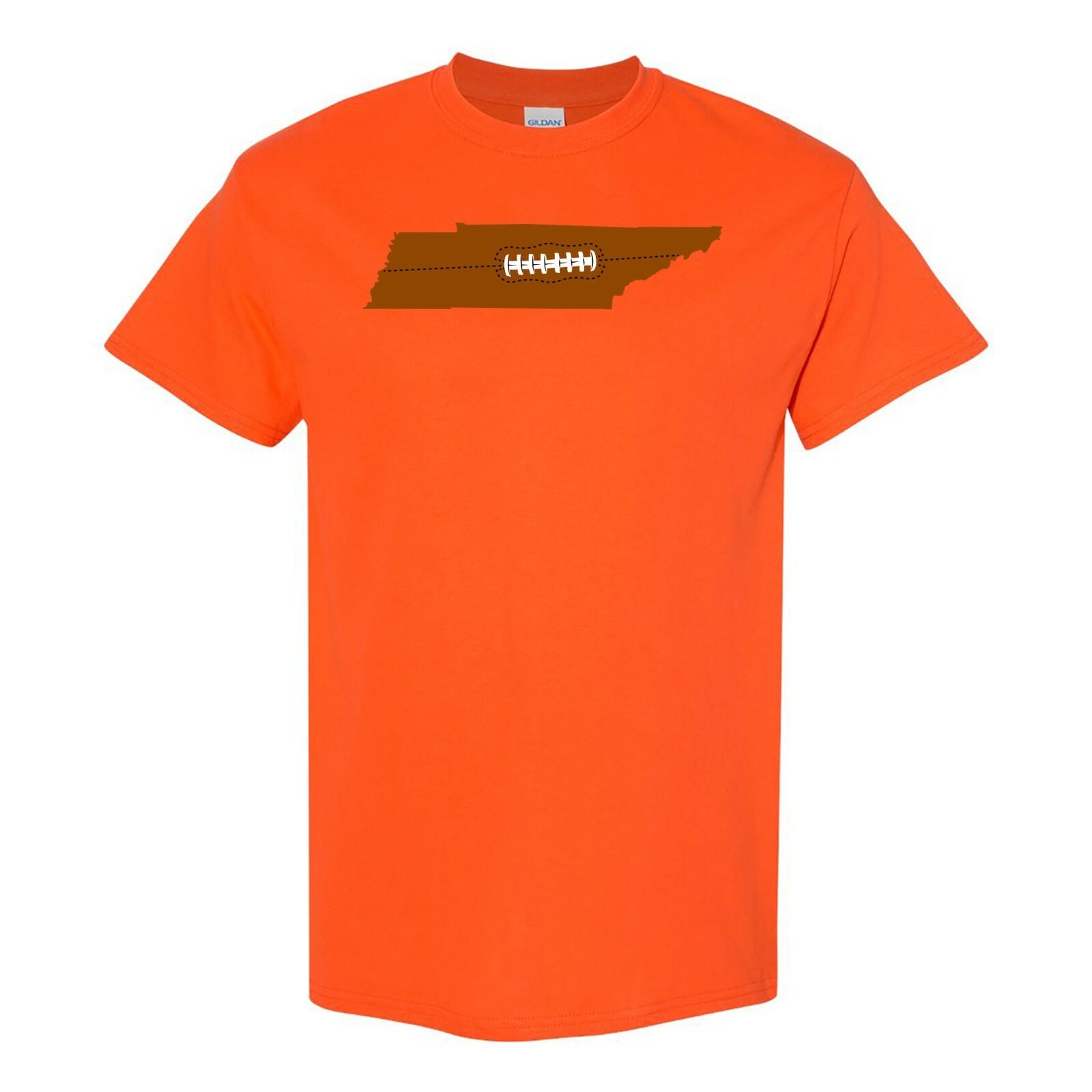 Tennessee Football State Shape Hometown Pride T Shirt Orange S
