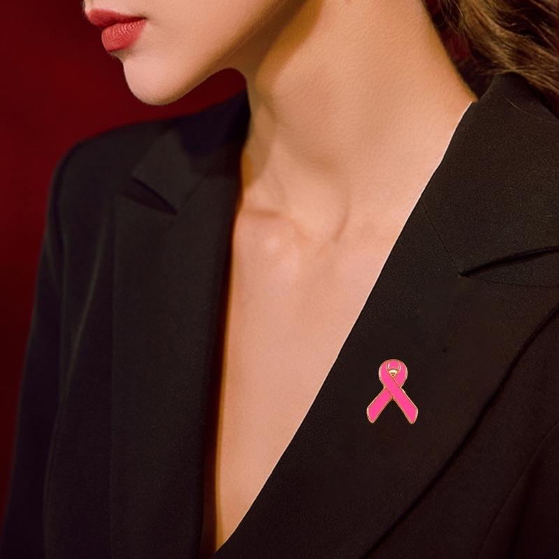 10 Pieces Pink Ribbon Lapel Pins for Breast Cancers Support Alloy Brooch Jewelry Elegant Craftsmanship Badge Jewelry