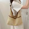 Large Capacity Straw Shoulder Bag with Pocket Underarm Tote Bag Trendy Woven Handbag  Outdoor