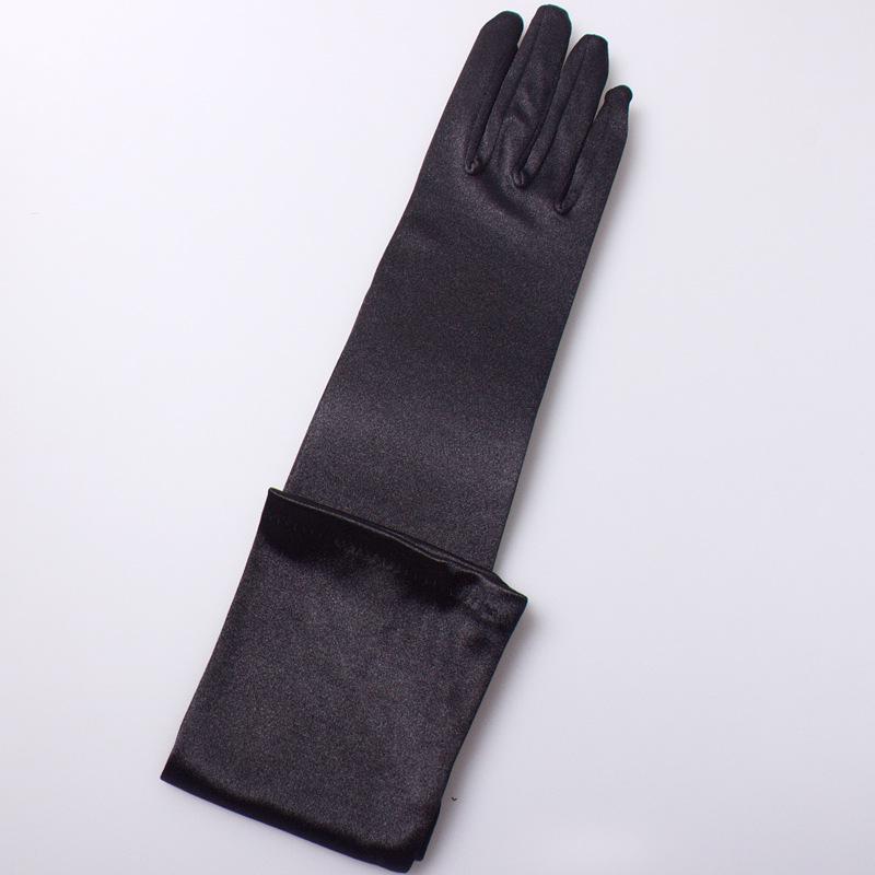 Mid-Length Satin Wedding Gloves for Christmas, Meetings, and Banquets – High Elasticity, Plain Design