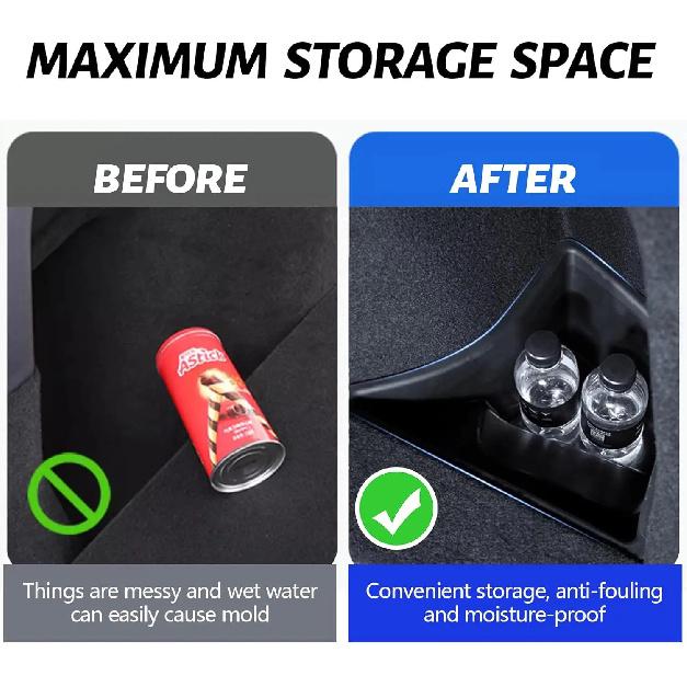 For Tesla Model 3 Highland 2024 Rear Trunk Organizer Side Storage Box with Lids Storage Bins Protector Packets Interior
