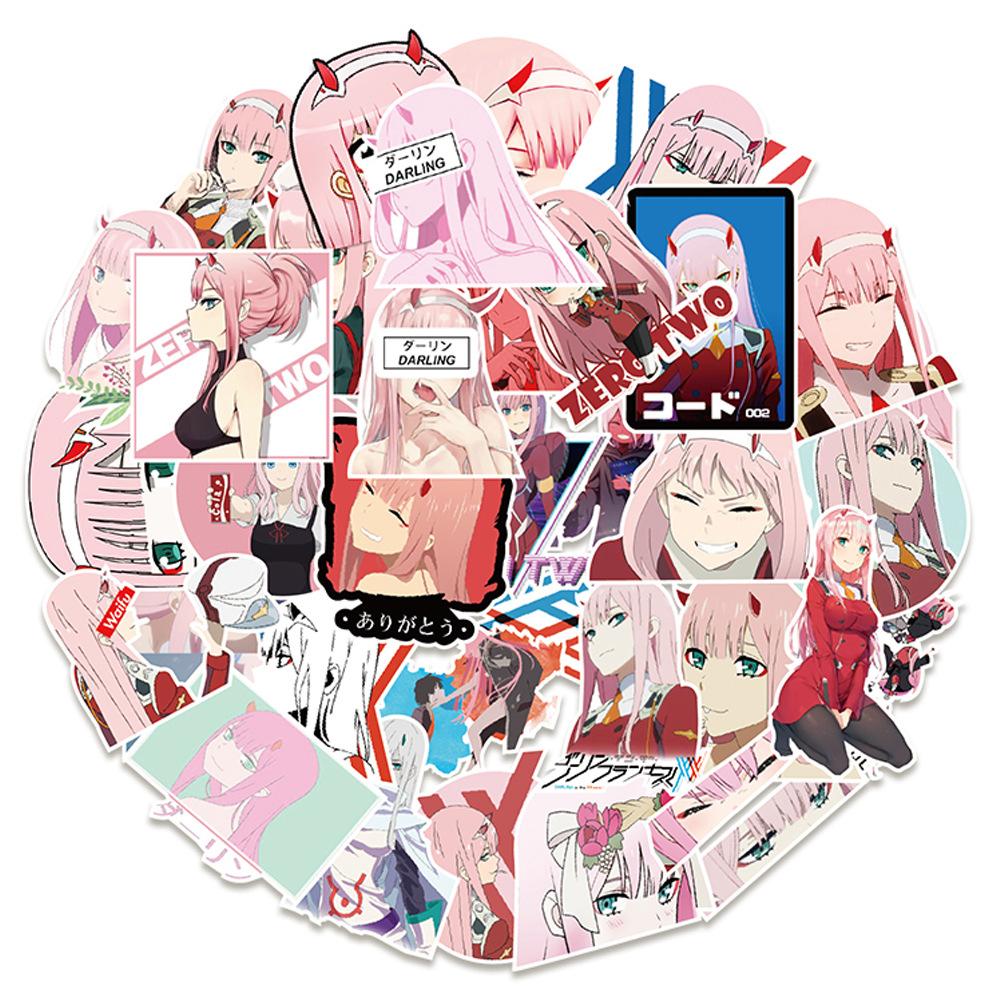50 Franxx Graffiti Stickers Suitcase Car Computer Water Cup Refrigerator Stickers Waterproof Hand Account