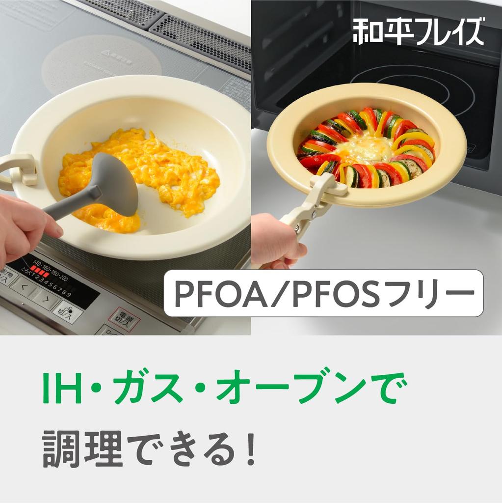 Wahei Freiz Cooking Frying and Dishwasher Special Ceramic Hetta Heat-Resistant Dish, 18cm, Plate-Like Pan, Gas, IH, Oven, Safe, Coating, PFOA/PFOS