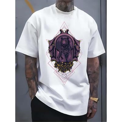 T-shirt Bianca da Uomo Pura - Poliestere Taglia Europea: T-shirt Pantera Mezzanotte Maestosa - Uomo Bianco Poliestere