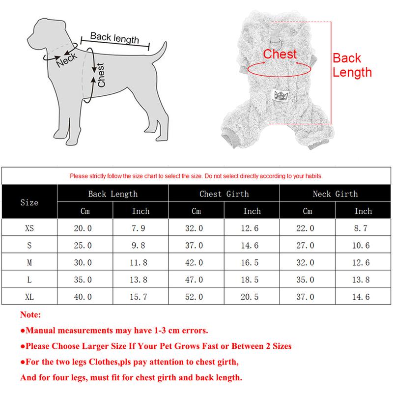 Pet Dog Jumpsuit for Small Medium Dogs Cats Winter Warm Fleece Dog Clothes Yorkshire Jacket Outfits French Bulldog Pug Clothing