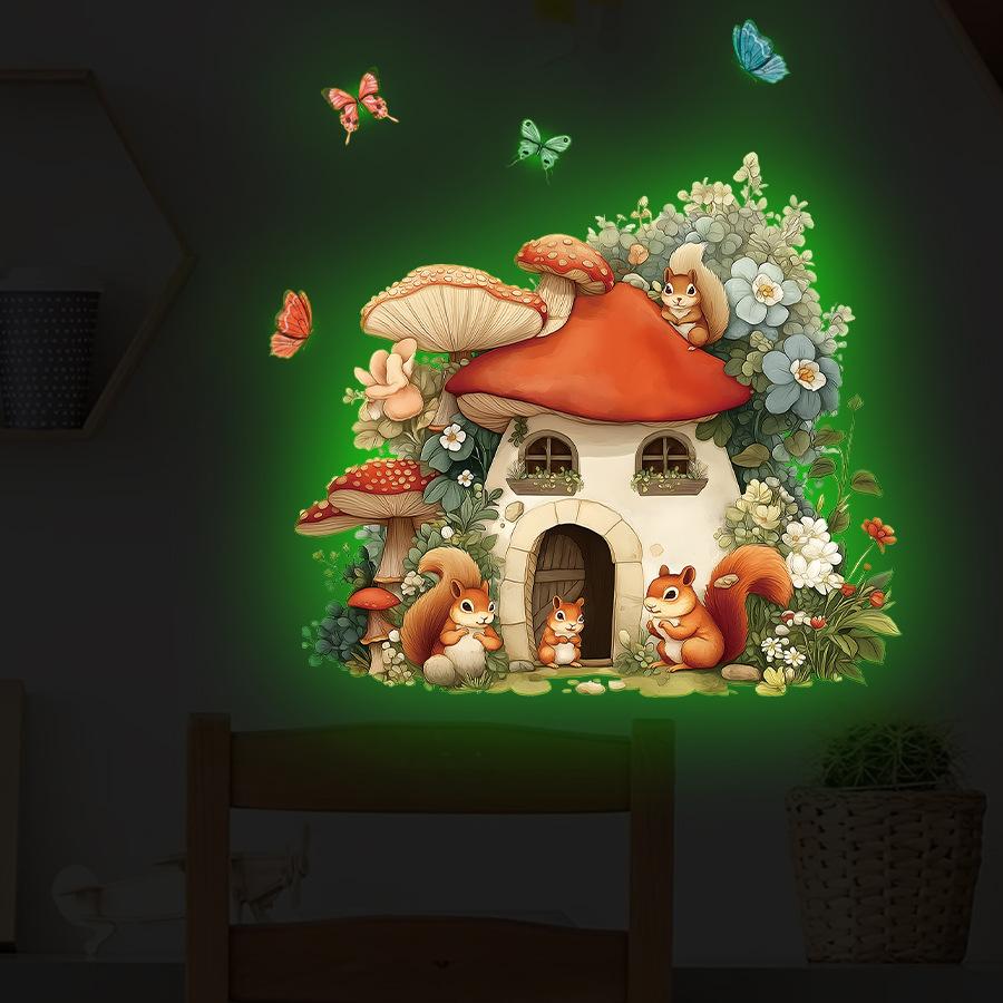 Papel de Parede Girafa Luminosa Adesivos de Parede para Quarto de Bebê Decalques de Parede Desenho Animado Brilham no Escuro Adesivos de Decoração para Casa Quarto de Crianças Quarto