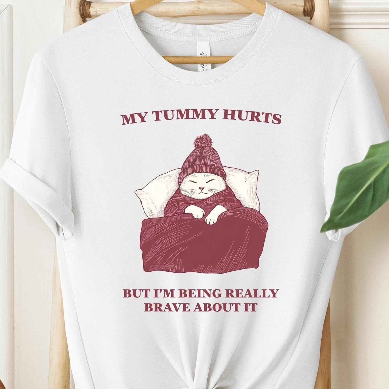 Funny Cat T-Shirt: My Tummy Hurts, Meme Shirt 3XL