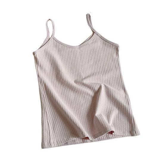 Women's Spaghetti Strap Cami Top Summer Slim Fitted Ribbed Tank Top V-Neck Sleeveless Vest Camisole Basic Layering Shirts