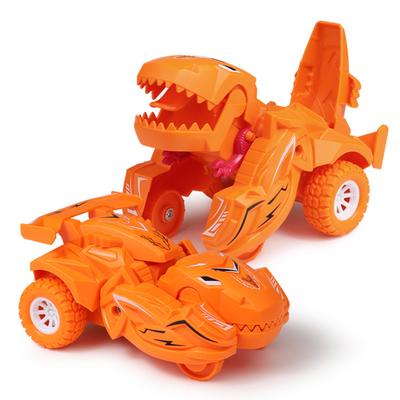 Dinosaur Transforming Car Realistic Deformation Inertial Scooter Toddlers Kids Toy Gift Orange