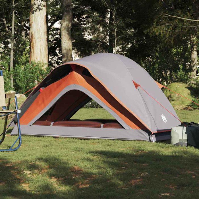Tente de camping - VIDAXL - 1 personne - Imperméable - Gris et orange - Légère et portable