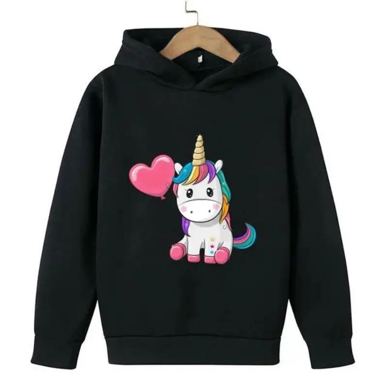 Children Unicorn Cartoon Hoodie Clothing Boys Girls Tops 3-12 Years Cute Printing Hoodie Spring Autumn Kid Pullover Sweatshirt