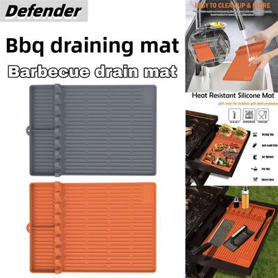 Barbecue Oven Silicone Side Frame Pad, Baking Tray Protection Pad, Draining Pad, Black Stone Silicone Barbecue Oven Draining Pad