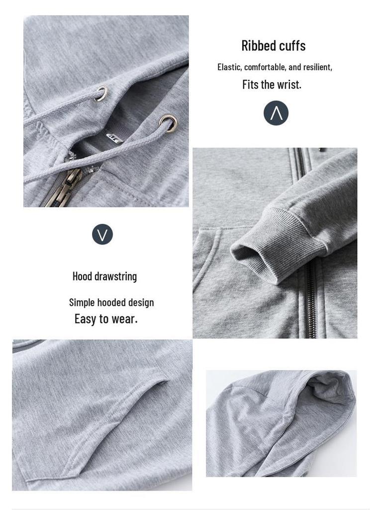 Men's Spring Casual Hooded Zip Sweatshirt: Loose Fit, Long Sleeve, Couple Jacket
